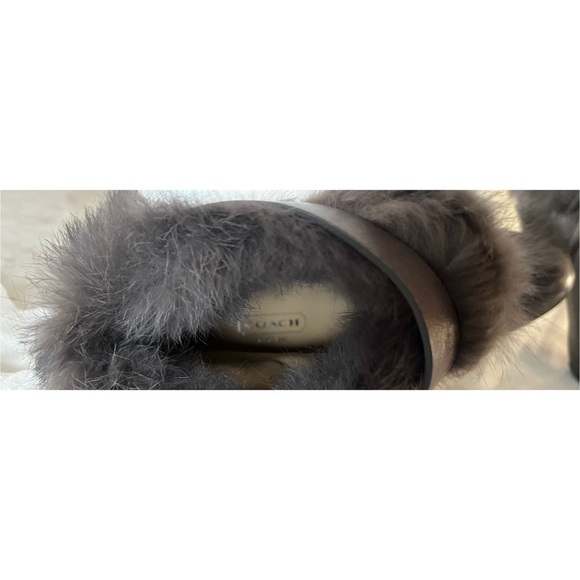 Coach Grey Fur-Lined Leather High Heel Ankle Boots 6.5 - Picture 5 of 10